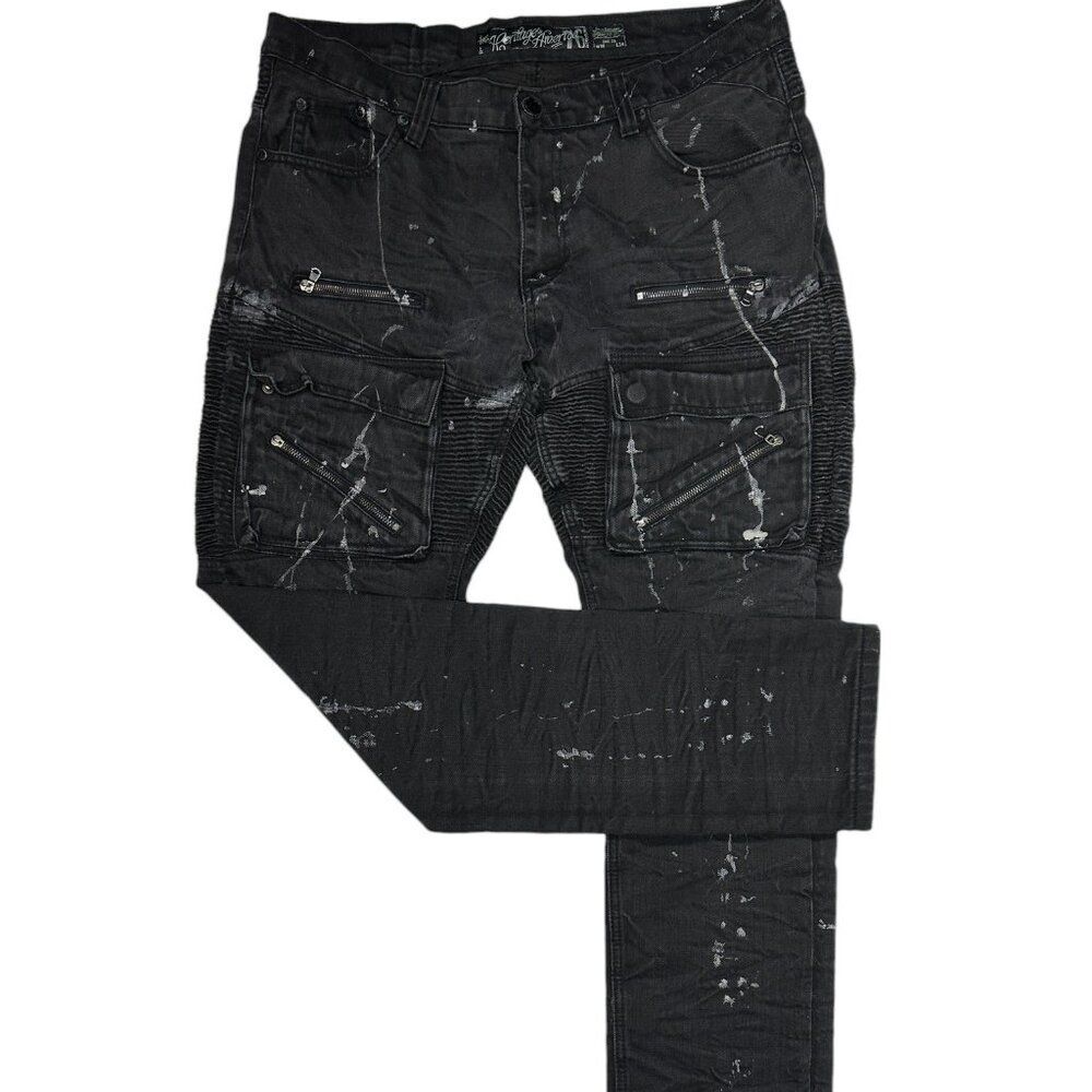 Heritage by America Paint Splatter Moto Style Jean (38)